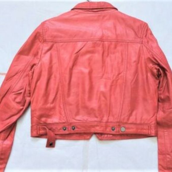 ST2 - DIA Woman's Red 100% LAMB SKIN LEATHER JACKET Size L Woman's Leather Coat - Picture 7 of 7
